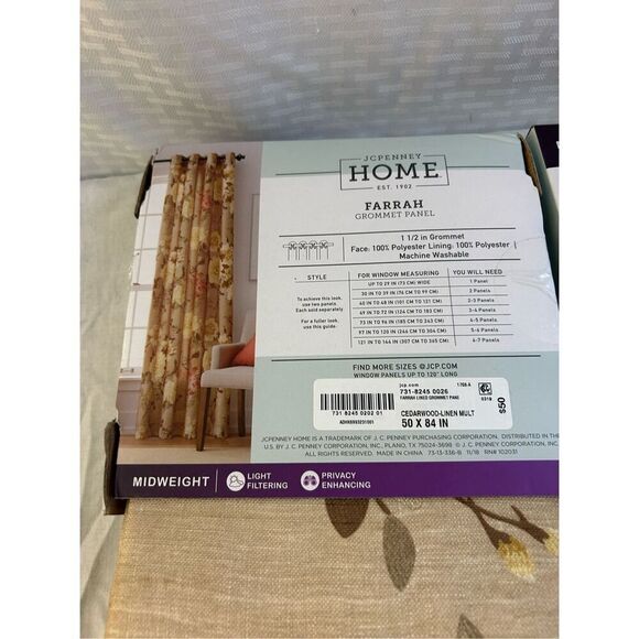2 JC penny Home Farrah grommet panel 50x84” NEW Replacement. - Picture 3 of 3